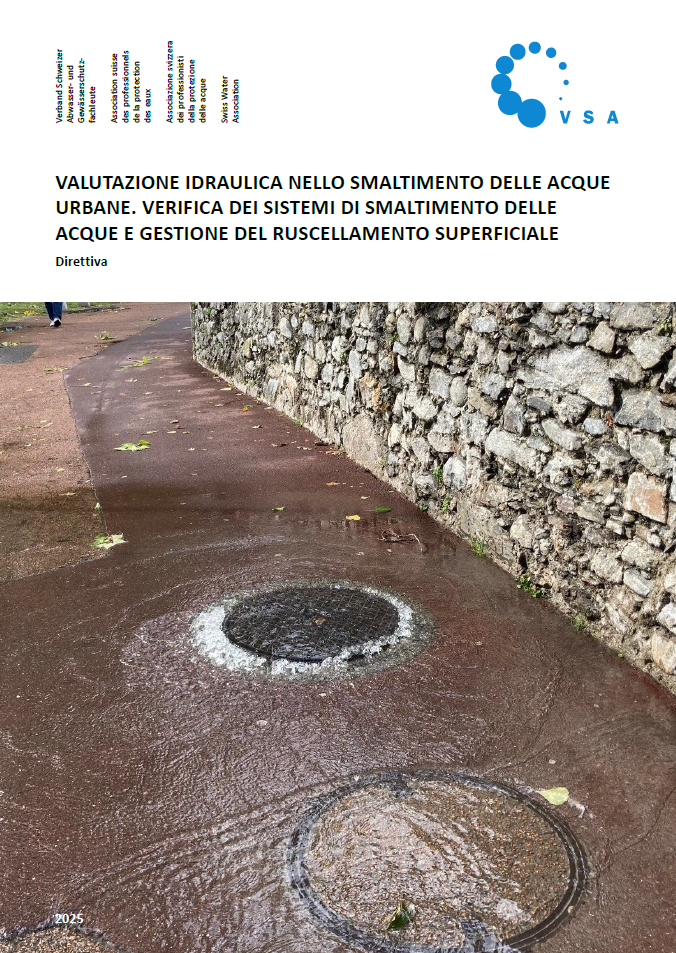 Wasser, das aus einem Schacht auf einem gepflasterten Weg in der Nähe einer Steinmauer überläuft, deutet auf Probleme mit dem Abwassersystem hin.
