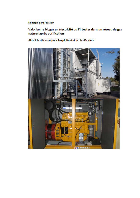 Énergie dans les STEP, Valoriser le biogaz en électricité ou l’injecter dans un réseau de gaz naturel après purification